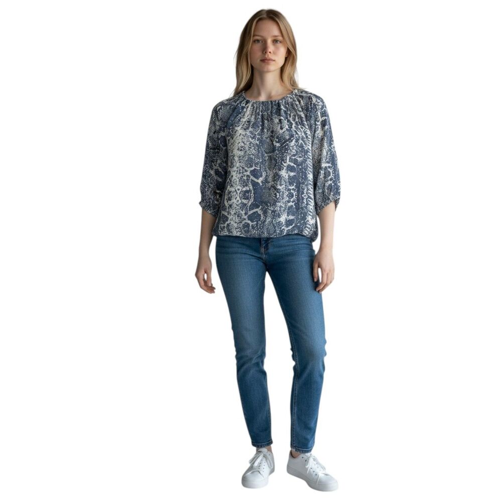 Cooper & Ella Snake Print Top 3/4 Sleeve Size S